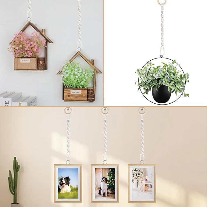 6 Pack Adjustable Macrame Plant Hanger Extenders Connectable Rope Hanging Plant - Image 6