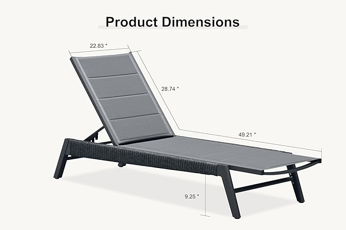 PURPLE LEAF Outdoor Chair Chaise Lounge Sun Lounges Aluminum Poolside - Image 2