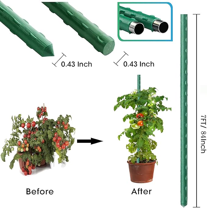 7Feet Garden Stakes Sturdy Plant Sticks Support Tomato Stakes - Image 3