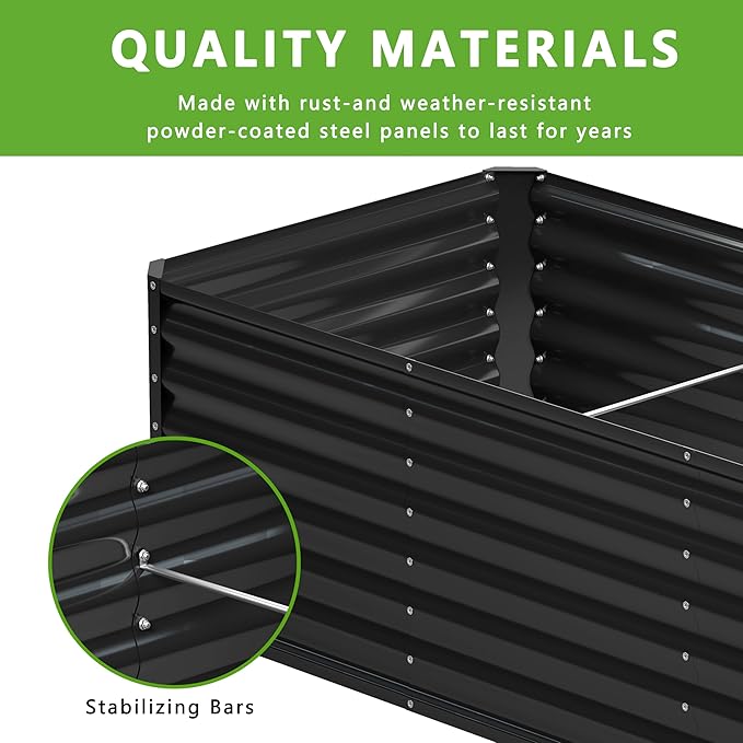 2PCS 4x2x1FT Galvanized Raised Garden Bed, Planter Raised Beds-Metal Garden Box - Image 4