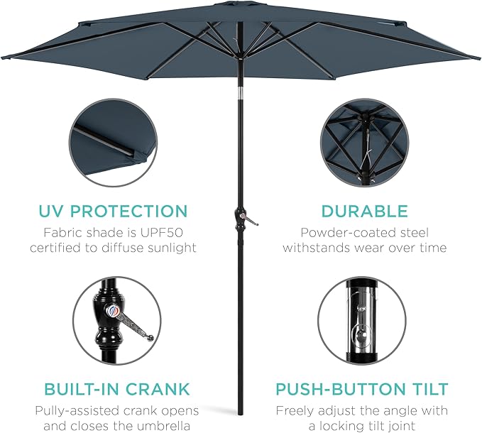 Best Choice Products 10ft Outdoor Table Compatible Steel Polyester Market Patio - Image 5