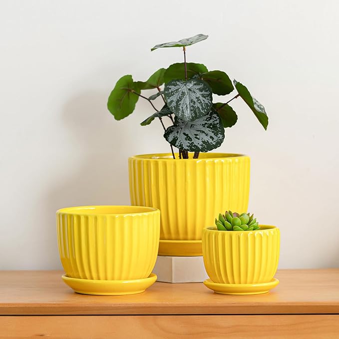 Ton Sin Ceramic Flower Pots, 4.1+5.1+6.5 inch Ceramic Plant Pots - Image 5