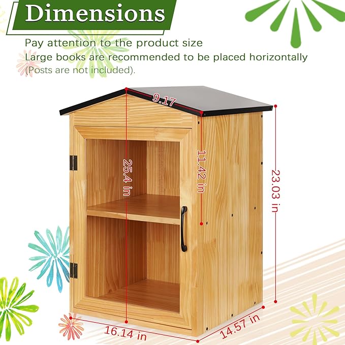 Outdoor Library Outdoor Book Box Storage Wooden Cabinet Little Literature Box - Image 2