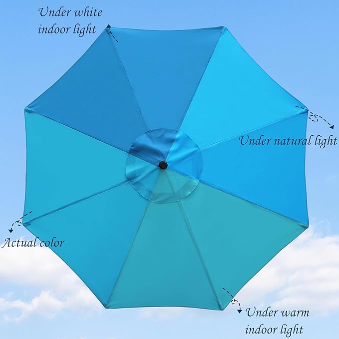 Blissun 9' Outdoor Patio Umbrella, Outdoor Table Umbrella, Yard Umbrella - Image 2