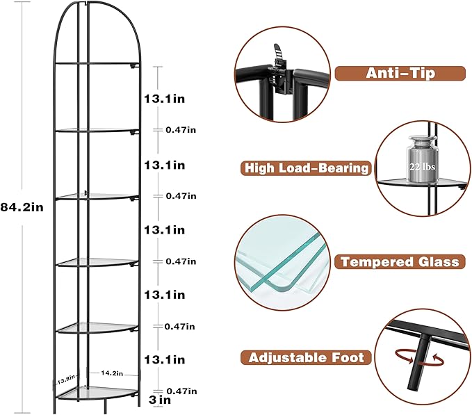 Crofy Foldable 6 Tier Corner Shelf, Metal Corner Plant Stand - Image 3