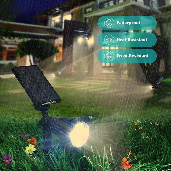 URPOWER Solar Lights Waterproof Solar Lights Outdoor 2-in-1 Adjustable Solar - Image 4
