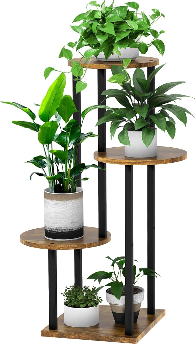 Plant Stand Indoor, 4 Tier Thickened Metal Corner Plant Shelf by YOCOMEY