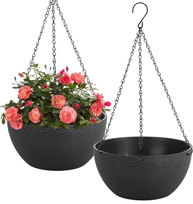 10 inch Hanging Planters for Indoor Plants, 2 Pack Planters for Outdoor Plants by HIGSEEU