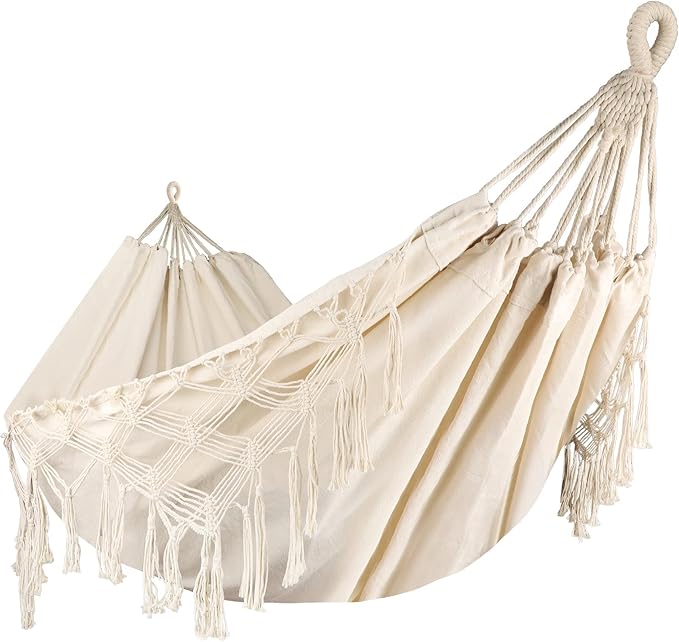 Bellzacasa Double Hammock, Heavy Duty 500 lb Load Capacity Tassels and Fishtail - Image 9