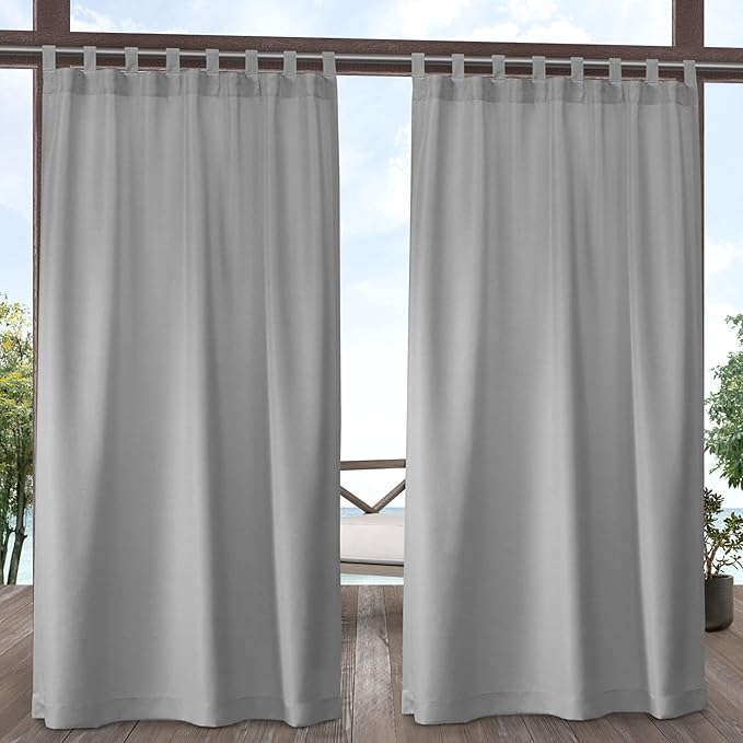 Exclusive Home Cabana Solid Indoor/Outdoor Light Filtering Hook-and-Loop Tab by Exclusive+Home