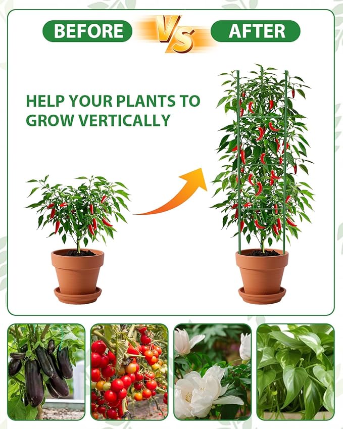 3 Pack Tomato Cages for Garden, 51in*13in Adjustable Tomatoes Plant Stakes - Image 6
