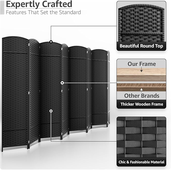 Sorbus 8-Panel Black Room Divider - Image 3