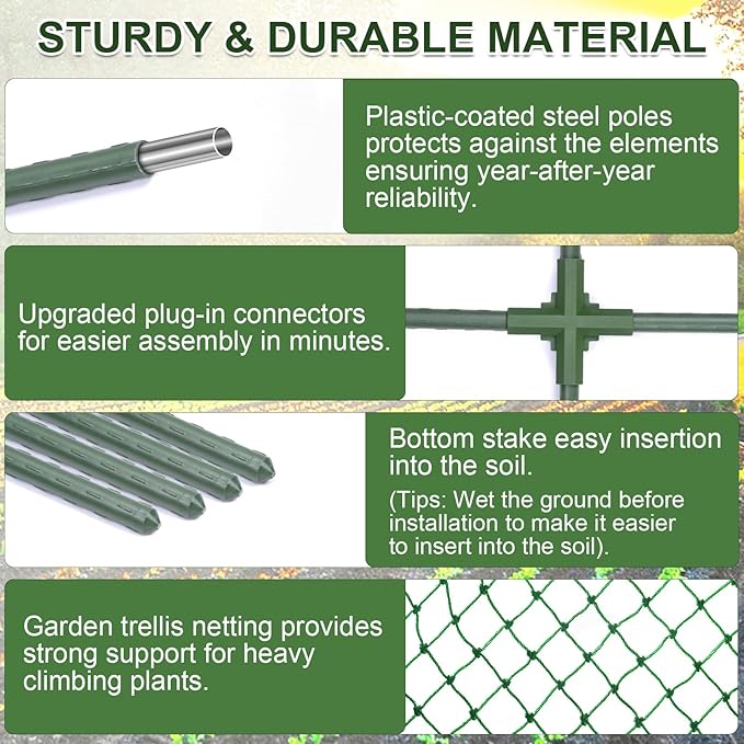 Cucumber Trellis for Raised Bed, U-Shape Garden Trellis for Climbing Plants - Image 3