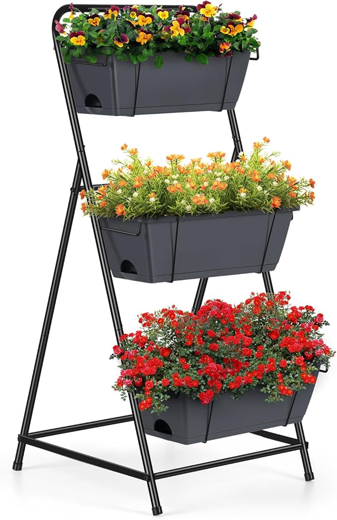 Vertical Garden Planter 3 Tier Raised Garden Bed Herb Planter Outdoor Standing by BTY