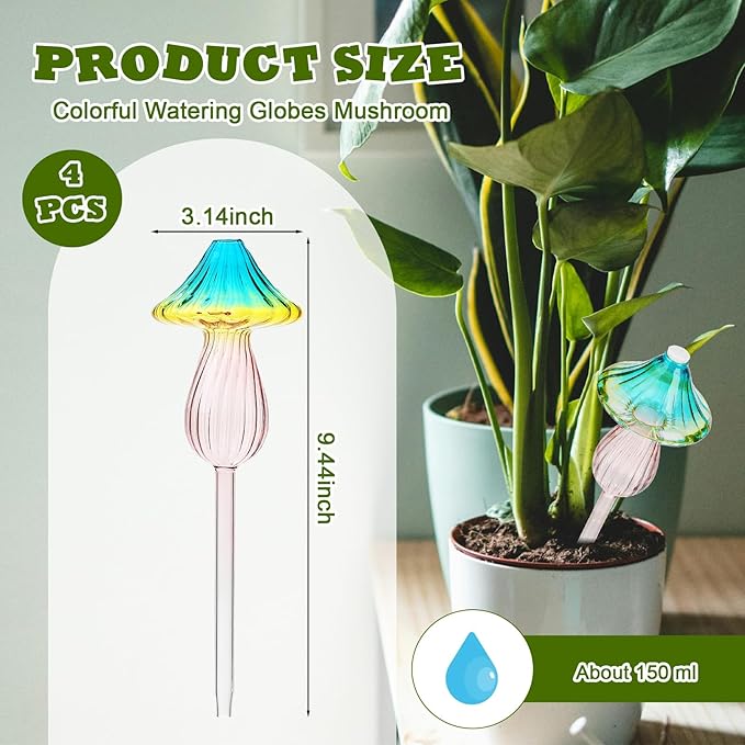 4 Pcs Plant Watering Globes Self Watering Planter Insert Glass Water Bulbs - Image 3