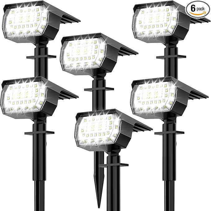 Solar Spot Lights Outdoor, Solar Lights Outdoor IP65 Waterproof, 3 Modes Solar by MinPea