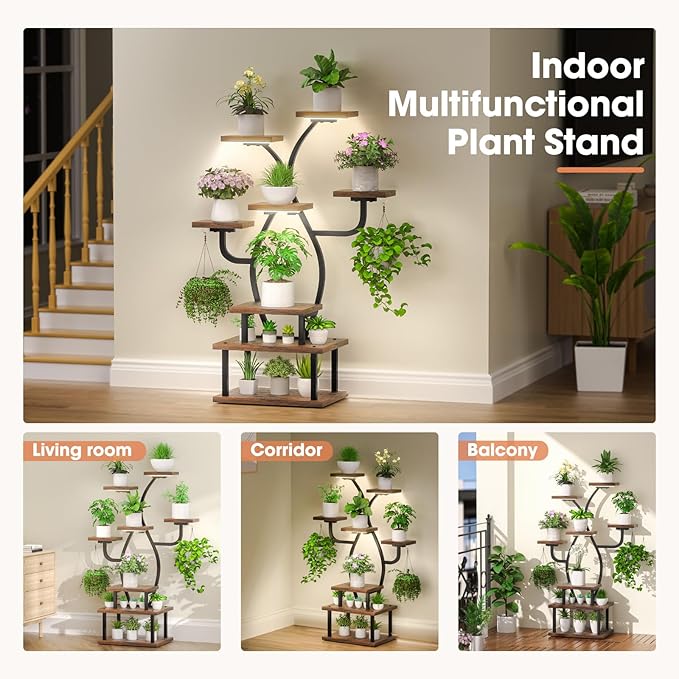 Plant Stand Indoor with Grow Light, 8 Tiered 48" Small Plant Shelf, Corner - Image 2