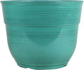Garden Elements Indoor/Outdoor Glazed Brushed Happy Plastic Planter, Dark Aqua by GardenElements