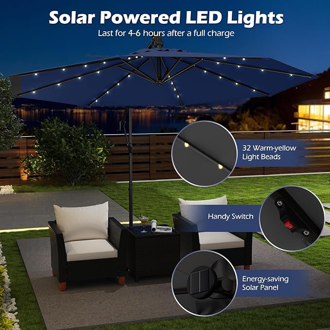 Tangkula 10ft Solar LED Patio Umbrella - Image 5