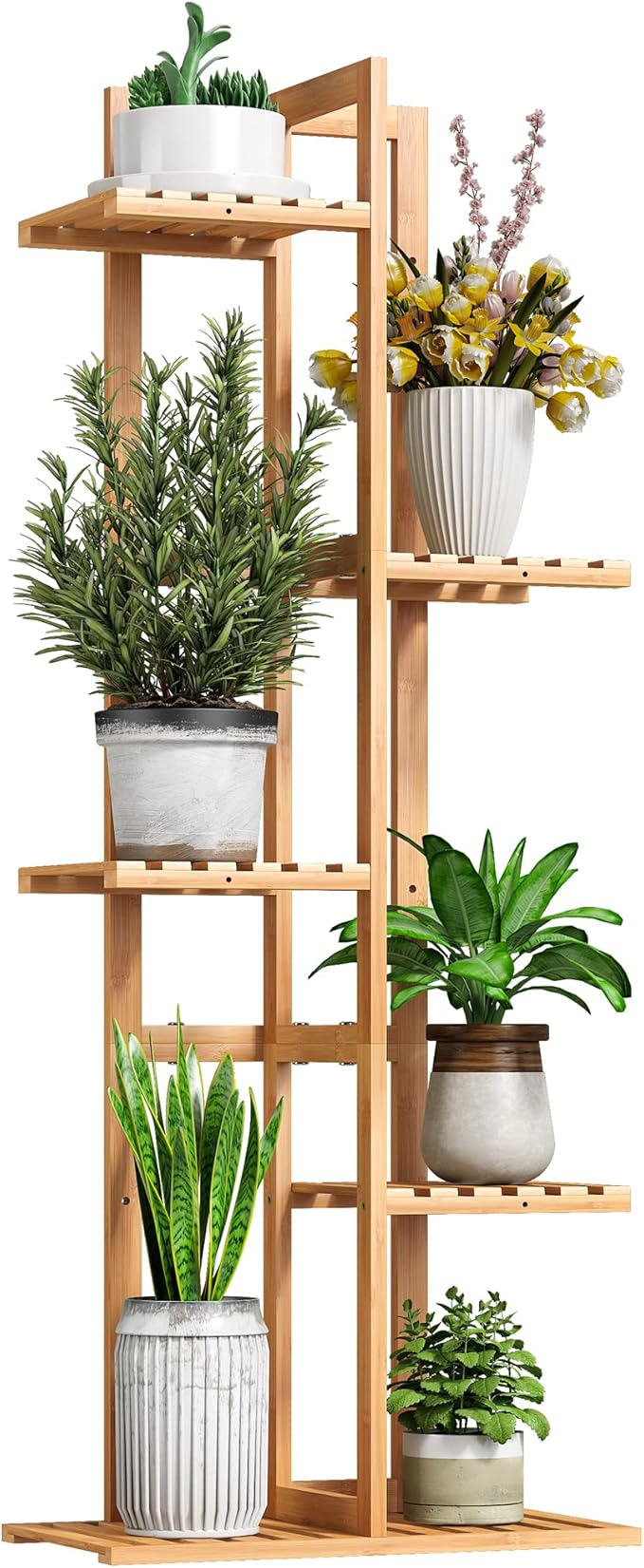 BMOSU Bamboo Plant Stand for Indoor Outdoor Plants Corner Tall Plant Shelf 6 by BMOSU