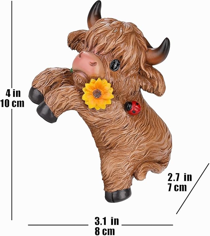 CXYCzsbjCute Rock Climbing Highland Bull Statue Flowerpot Hugging Device - Image 3