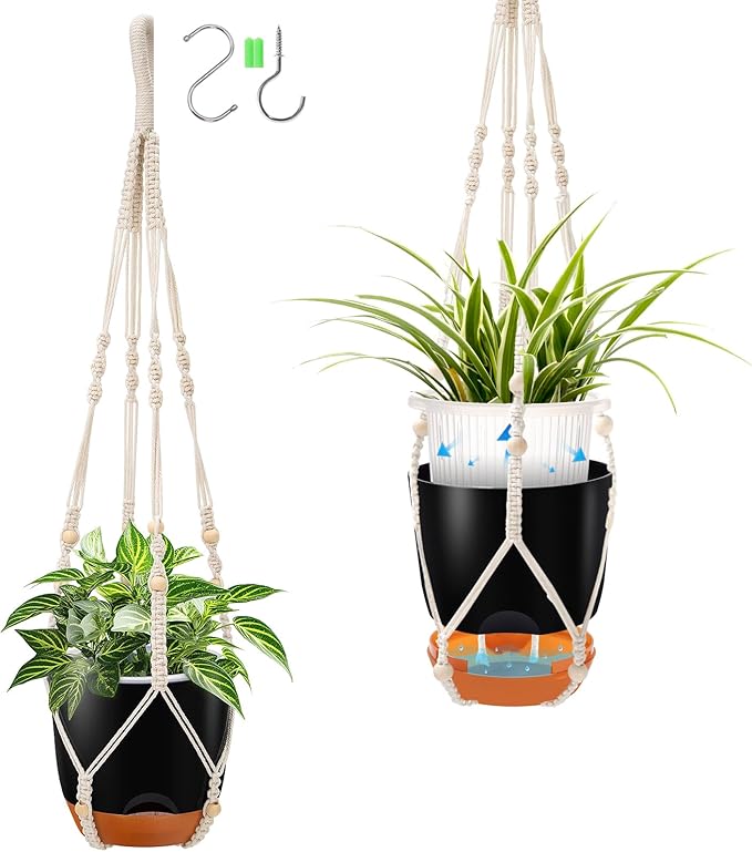 2-Pack 7.2-Inch Self-Watering Hanging Planters by QCQHDU