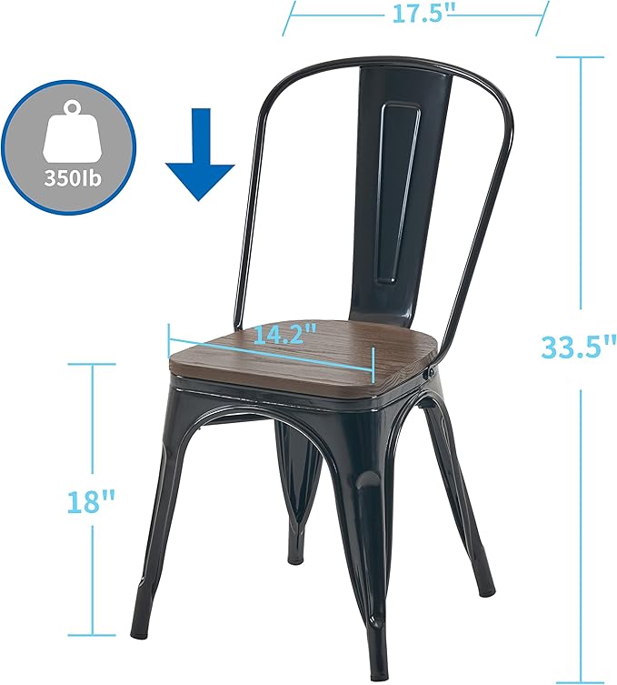 Nazhura Metal Dining Chair Farmhouse Tolix Style - Image 3