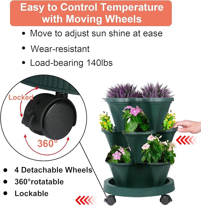 DUNCHATY Stackable Planter, Vertical Garden Planter - Image 5