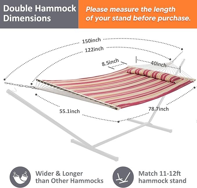SUNCREAT Double Hammock Quilted Fabric Swing - Image 4