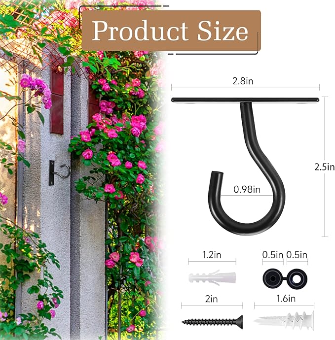 4Pack 2.5Inch Ceiling Hooks for Hanging Plant, Hanger for Indoor and Outdoor - Image 2