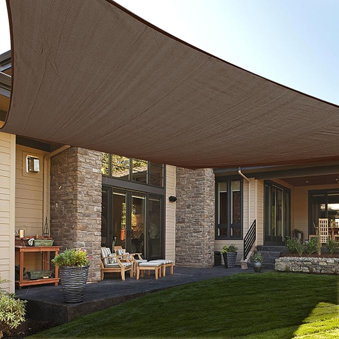 LOVE STORY Custom Size 7'x12' Brown Sun Shade Sail Rectangle UV Block Canopy by LOVESTORY