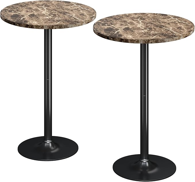 Flamaker Round Bistro Pub Table Modern Style Metal Base MDF Top Cocktail Bar by Flamaker
