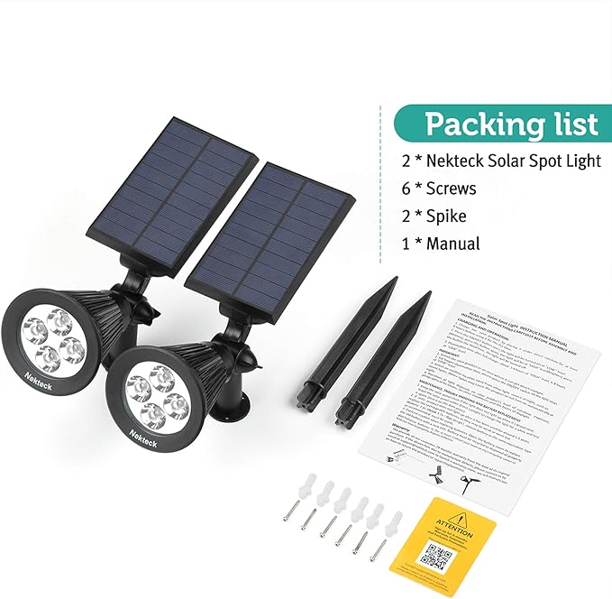 Nekteck Solar Lights, 2-in-1 Solar Spot Lights Outdoor, Waterproof Solar - Image 9