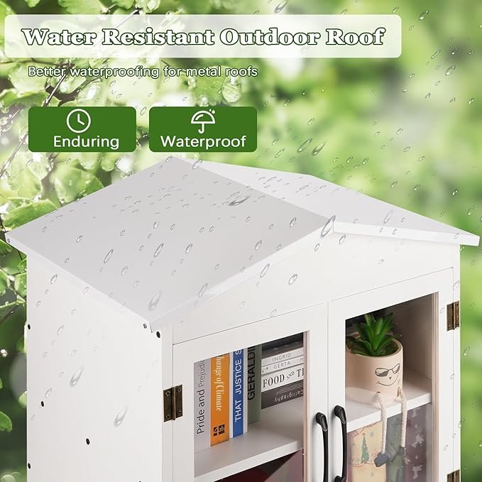 Outdoor Library Outdoor Book Box Storage Small Wooden Cabinet Little Literature - Image 4
