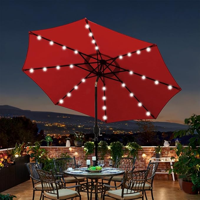 Blissun 9 ft Solar Umbrella, 32 LED Lighted Patio Umbrella, Table Market - Image 7