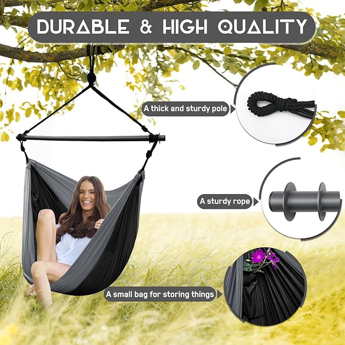 Hammock Swing Chair for Outdoor & Indoor, Lightweight & Portable - Image 6
