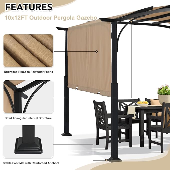 MASTERCANOPY 10x10ft Outdoor Retractable Pergola - Image 3