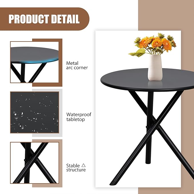 Shintenchi 3 Piece Outdoor Rocking Bistro Set, Textilene Fabric Small Patio - Image 5