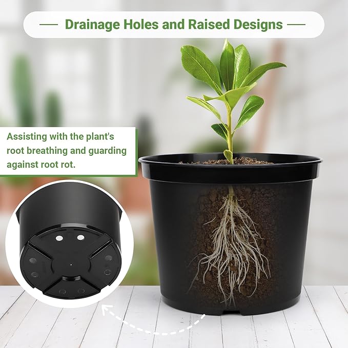 GREANER 5 Gallon Pots for Plants, Plastic Seed Starting Container for Succulents - Image 4
