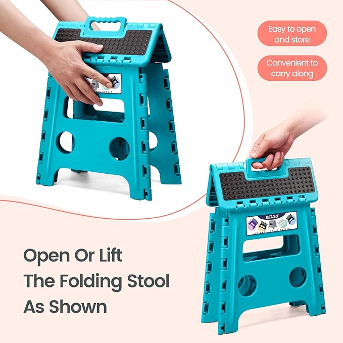 Delxo Folding Step Stool 13 Inch Non-Slip Foldable Stools - Image 8