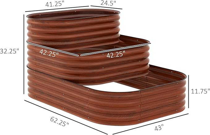 Outsunny 3-Tier Galvanized Steel Raised Garden Bed Kit, 62.25" x 43" x 32.25" - Image 7