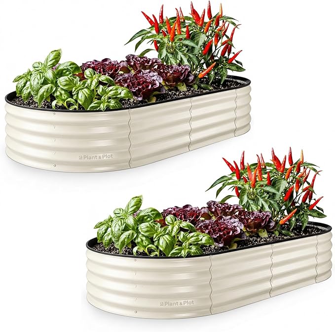 Plant & Plot Galvanized Raised Garden Beds Outdoor // 6×3×1 ft Planter Raised by PlantPlot