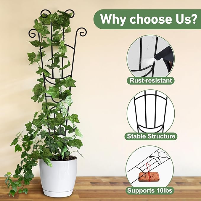 32.6in Plant Trellis for Climbing Plants Indoor Outdoor, Expandable Large Metal - Image 2