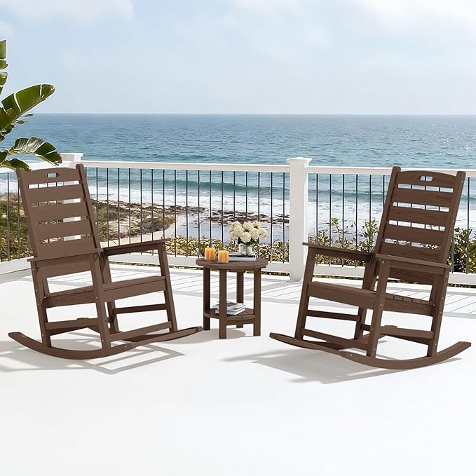 SERWALL Outdoor Rocking Chair Set of 4, Oversized HDPE Patio Rocking Chair - Image 10