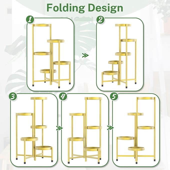 iDavosic.ly Plant Stand Indoor Outdoor, 5 Tier Corner Metal Flower Display - Image 9