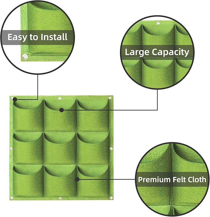 Hanging Planting Grow Bags, 9 Pockets Hanging Vertical Wall Planter Wall - Image 4