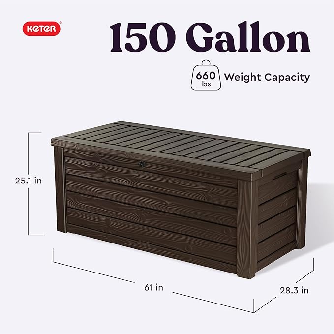 Keter Westwood 150 Gallon Deck Box Organizer, Doubles as 2-Person Bench Seat - Image 2