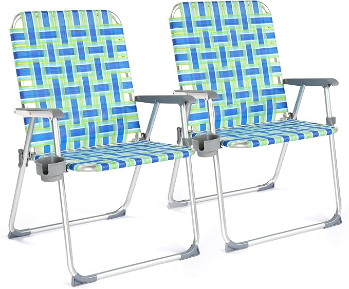 VINGLI Folding Aluminum Webbed Oversized Lawn Chairs by VINGLI