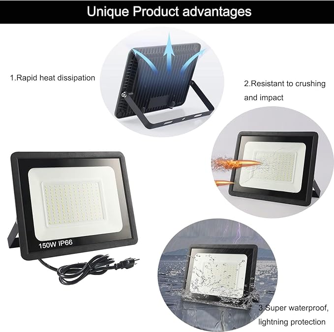 4Pack LED Flood Light Outdoor, 100W LED Work Light 11000lm - Image 4