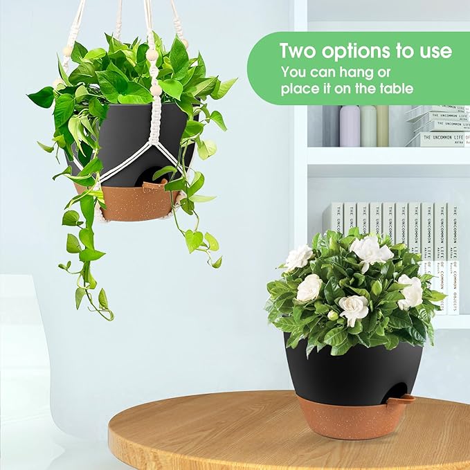 Hanging Planters for Indoor Outdoor Plants, 2 Pack Self Watering Hanging Pot - Image 4